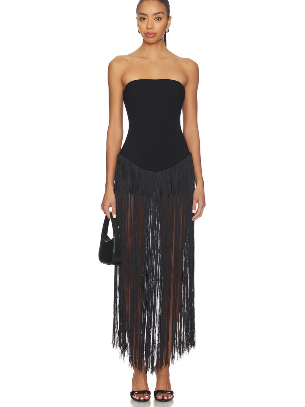 superdown Black Strapless Fringe Romper - Picture 2 of 4